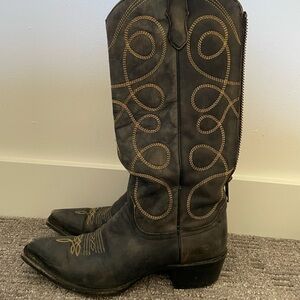 Stetson Black Leather Tall Cowgirl Boots
